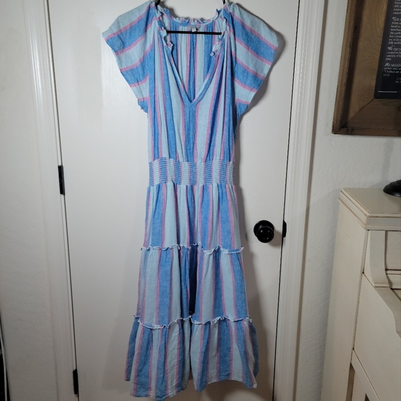 Rails Amellia Linen Blend Midi Striped DressRails DressSpring Dress Small